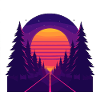 Neon Forest Drive – Retro-style sunset