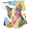 Abstrakte Katze im modernen Farbblock-Design