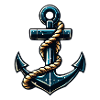 Anchor in petrol with rope