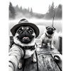 Angeln Mops Hund Selfie