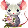 Maus mit Heckenrose – süßes Kinder-Motiv