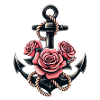 Anker mit Seil und Rosen