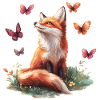 Fox with butterflies