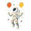 Astronaut mit bunten Luftballons