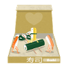 Funny sushi takeout box Kanji