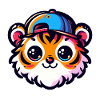 Kawaii Tigerkopf mit Kappe