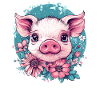 Pink piggy with flowers