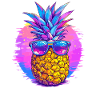 Pineapple with retro sunglasses