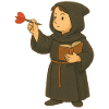 Monk playing darts