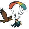 Paragliders and eagles