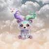 Magical bear cub in pastel glitter.