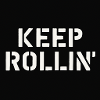 KEEP ROLLIN’ – Weißer Stencil-Print