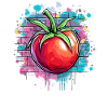 Graffiti tomato on wall