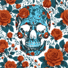 gothic skull and flowers