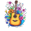 Gitarre mit Blumenornament