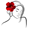 Elegante Blumenkopffrau mit Mohnblume