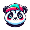 Simpatica testa di panda kawaii con berretto