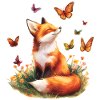 Fox with butterflies