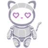 Cuddly cat robot with heart eyes