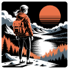 Hiker girl scenic sunset adventure