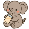 Little elephant with milk bottles