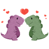 Cute dinosaurs with a heart