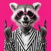 Raccoon with Double Skirt Hand Gesture