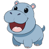 Happy and smiling baby hippo