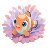 Poisson-clown bébé dans son anémone