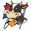 Vache avec drapeau et cœur