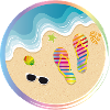 Flip-Flops im Regenbogen-Design am Sandstrand