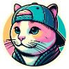 Chat avec casquette en pastel