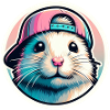 Hamster with cap in pastel