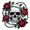 Skull with rose flowers