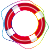 Rettungsring mit Regenbogen-Seil –Maritimes Symbol