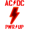 Design del logo AC/DC con stampa posteriore Power Up Tracks