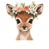 Fawn with flower wreath