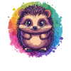 Bunter Igel vor Regenbogen