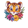 Little tiger with flowers