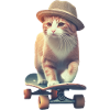 Skateboarder Hipster Cat