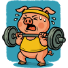 Exercising Pig Cartoon