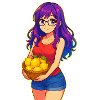 Young woman with lemon basket