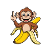Scimmia cattiva con banana - Divertente design dei cartoni animati