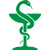 Design del logo medico, simbolo della farmacia con serpente