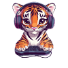 Gamer Tiger with headset