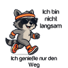 Waschbär mit Sonnenbrille joggt