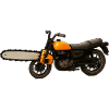 Motorrad mit Kettensäge