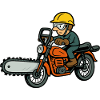 Motorrad mit Kettensäge
