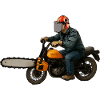 Moto avec tronçonneuse