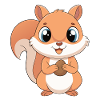 Baby Cartoon Squirrel Holding a Nut